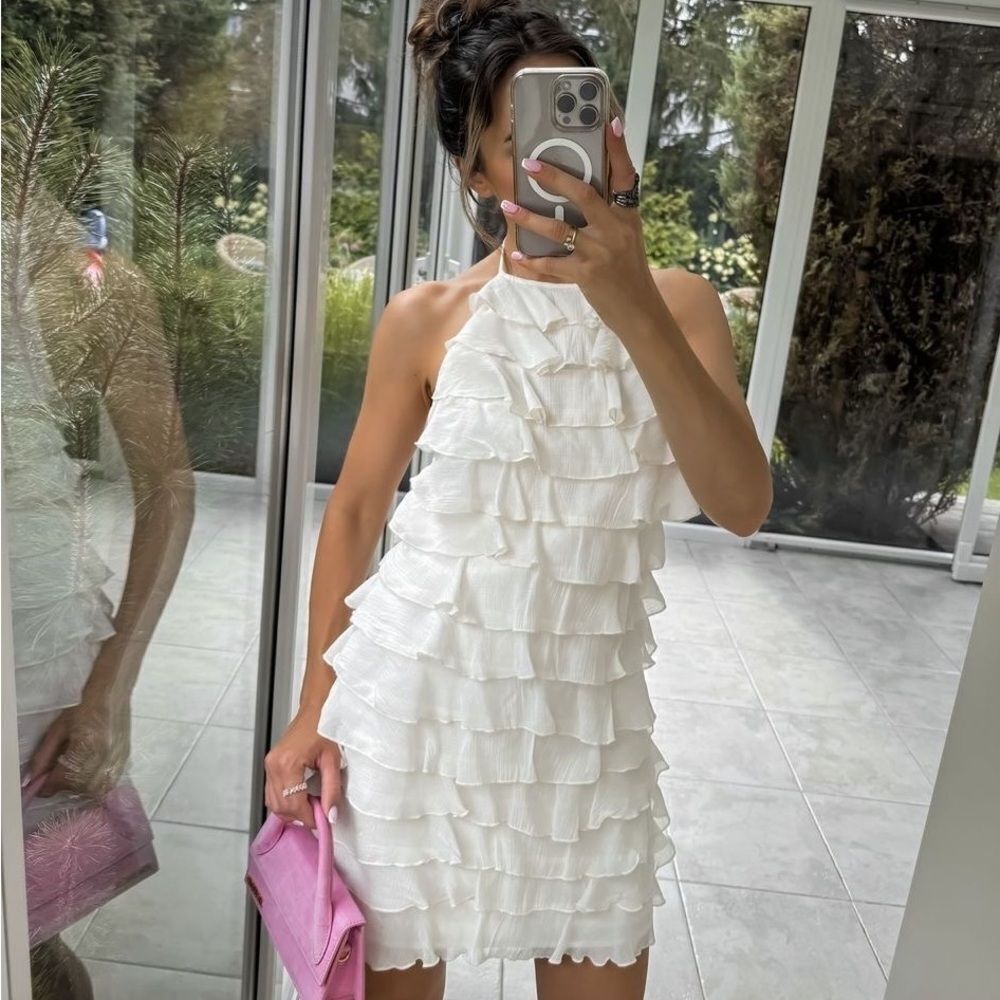 Zara ruffle halter neck dress